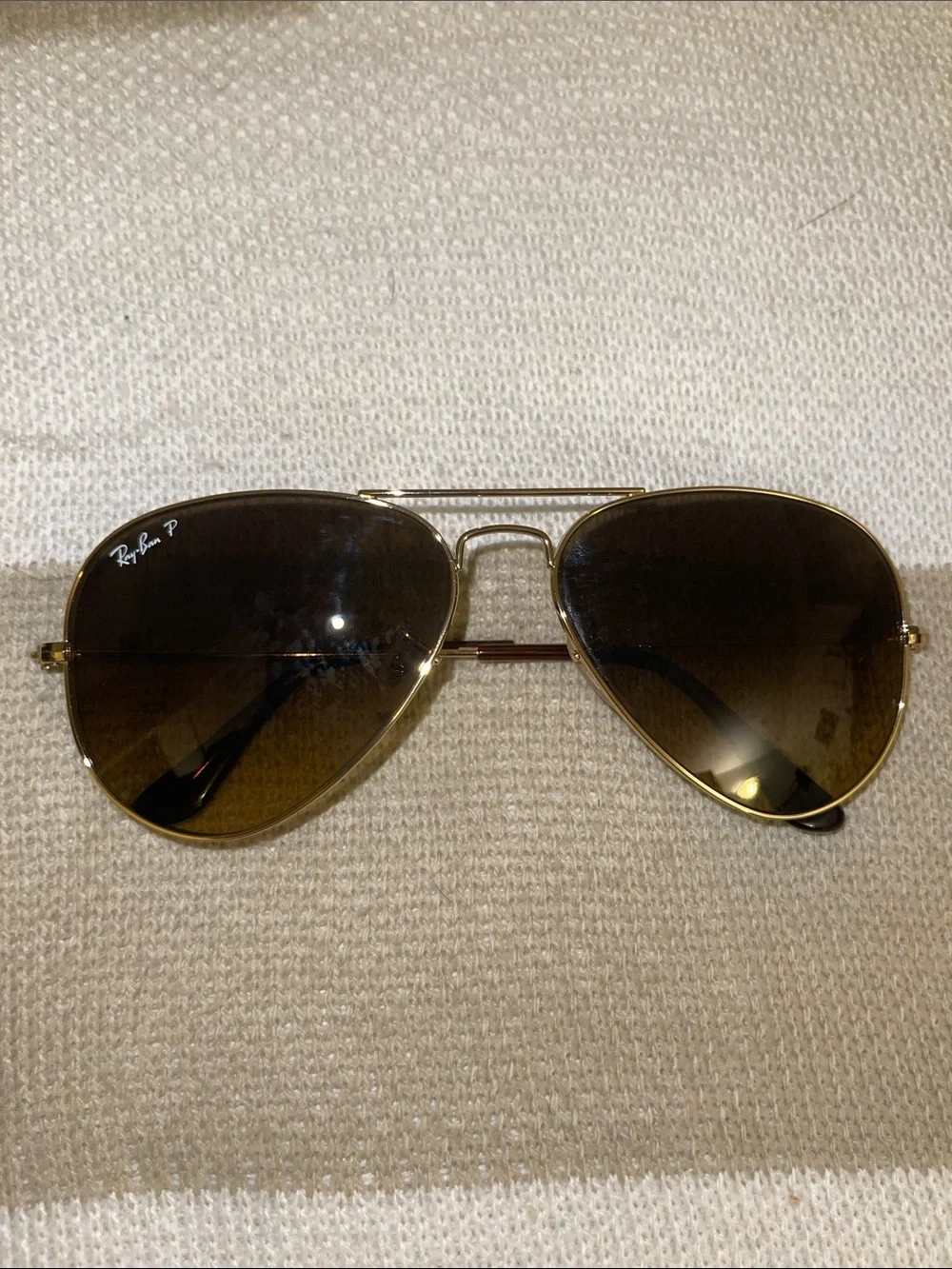 Ray-Ban Gold Frame Sunglasses with Brown Gradient Lenses